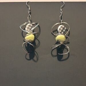 Artistic Silver and Yellow Earrings